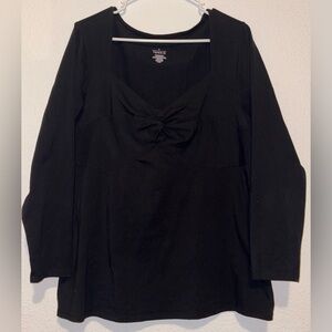 Torrid Black Long Sleeve Top with Knot Detail Size 2